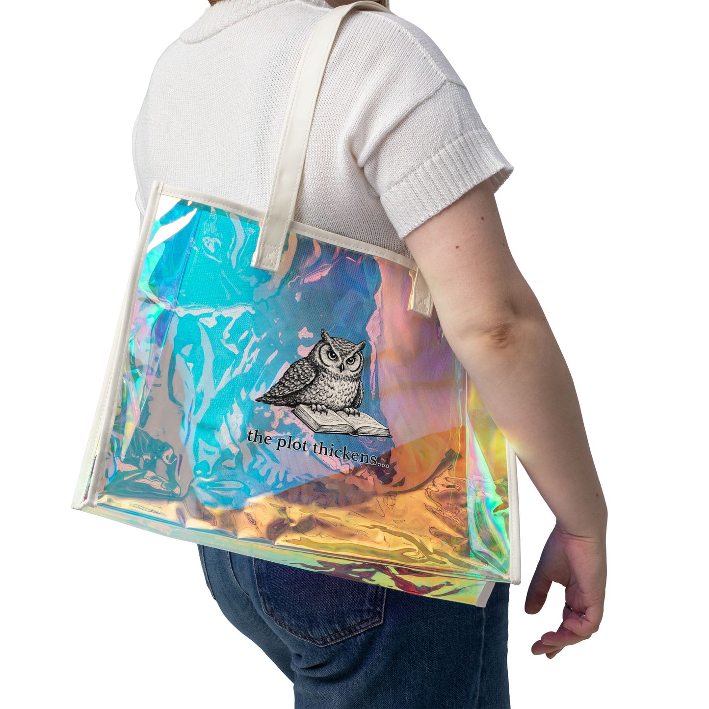 Holographic Beach Tote Bag — Iridescent Clear Carryall for Pool & Travel