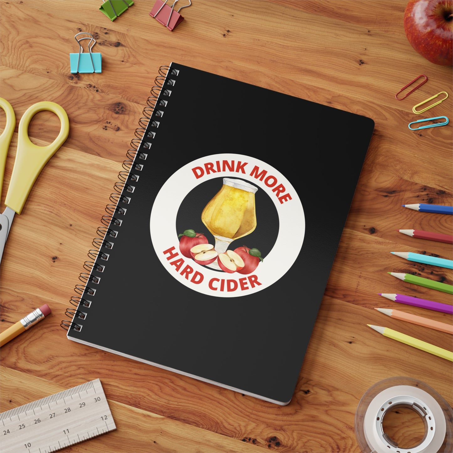 Drink More Hard Cider Notebook — A5 Wirobound Journal for Cider Lovers