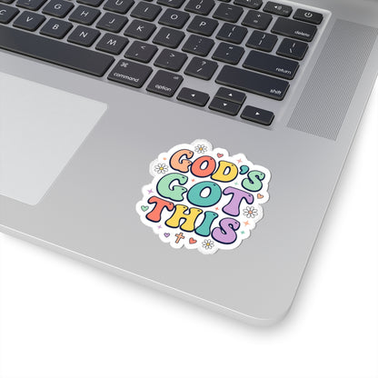 God's Got This Sticker | Colorful Christian Encouragement, Pastel Retro Groovy