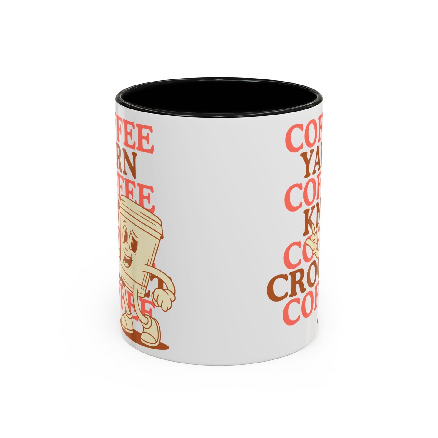 Coffee, Yarn, Knit, Crochet Coffee Mug | Retro Coffee Cup Design