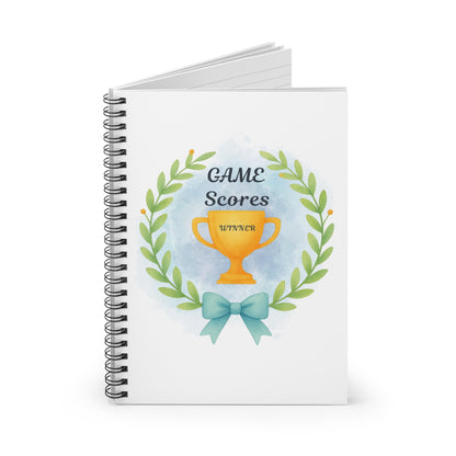Game Scores Spiral Notebook — Winner Trophy Scorekeeper Journal