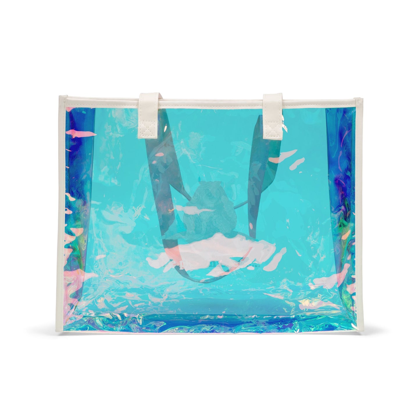 Holographic Beach Tote Bag — Iridescent Clear Carryall for Pool & Travel