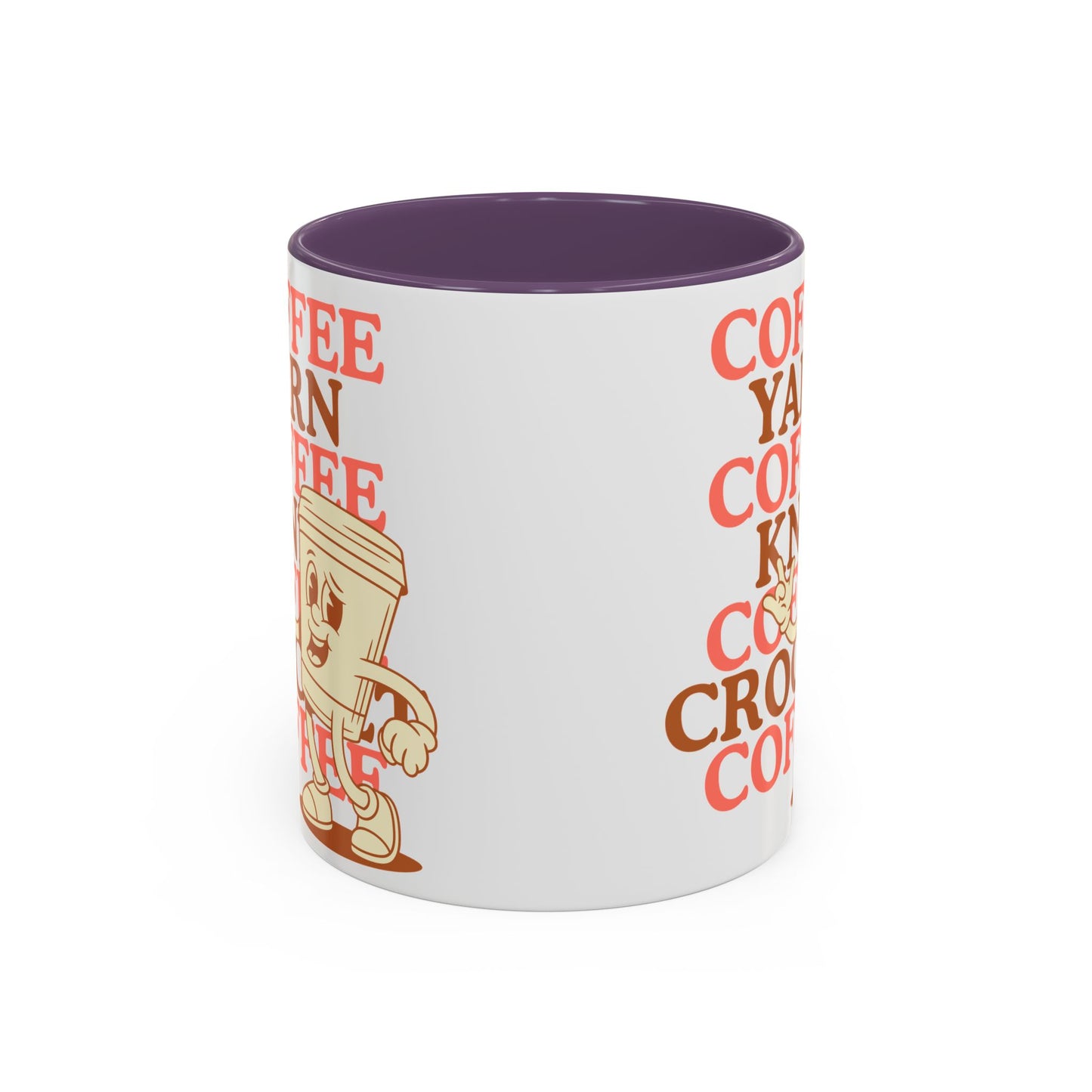 Coffee, Yarn, Knit, Crochet Coffee Mug | Retro Coffee Cup Design