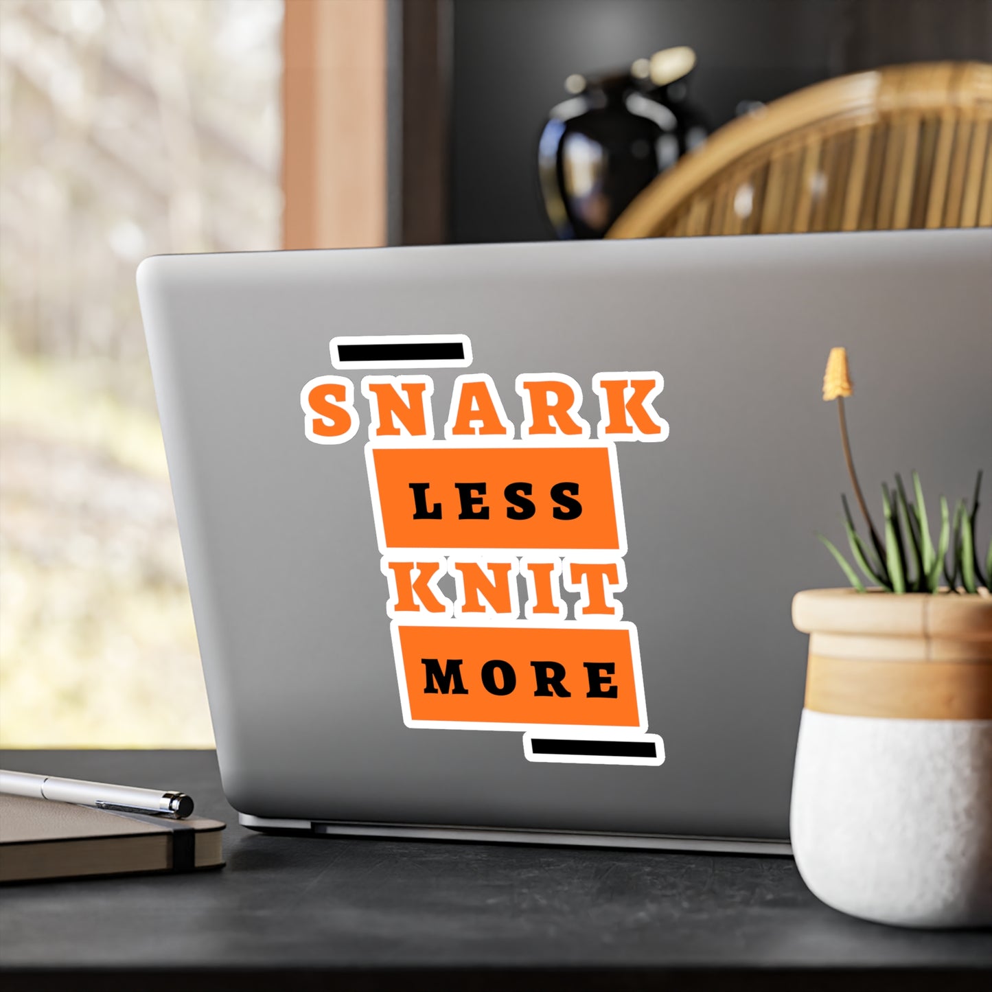 Sticker — "Snark Less, Knit More" Kiss-Cut Vinyl Decal