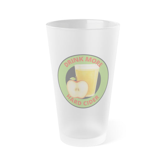 Frosted 16oz Pint Glass – "Drink More Hard Cider" Apple Logo