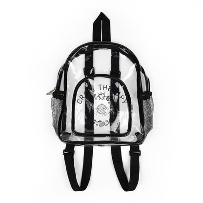 Clear Stadium Backpack | Transparent School Bag, Black Trim