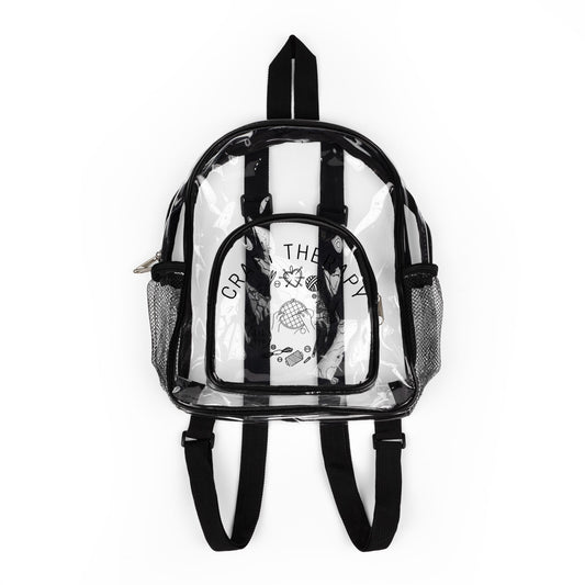 Clear Stadium Backpack | Transparent School Bag, Black Trim