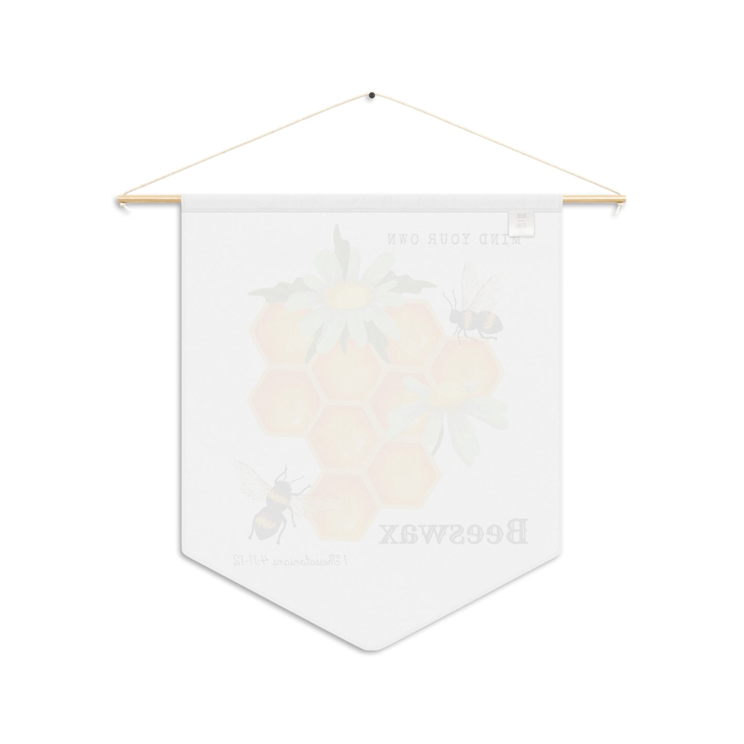 Beeswax Pennant Banner – Honeycomb & Bees Wall Hanging with “Mind Your Own Beeswax”