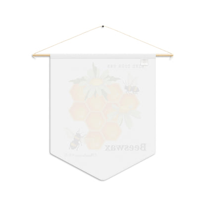 Beeswax Pennant Banner – Honeycomb & Bees Wall Hanging with “Mind Your Own Beeswax”