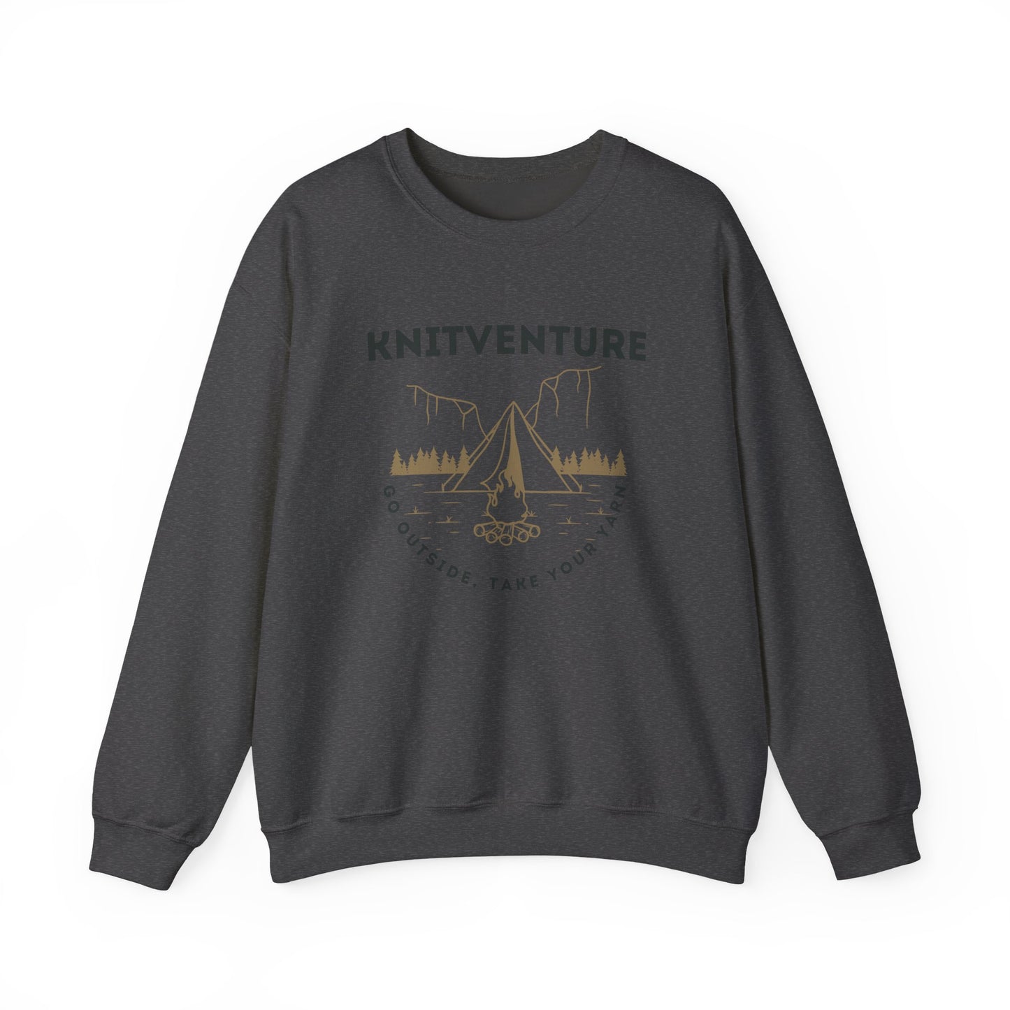 Knitventure Crewneck Sweatshirt – Camping Knitwear ‘Go Outside, Take Your Yarn’