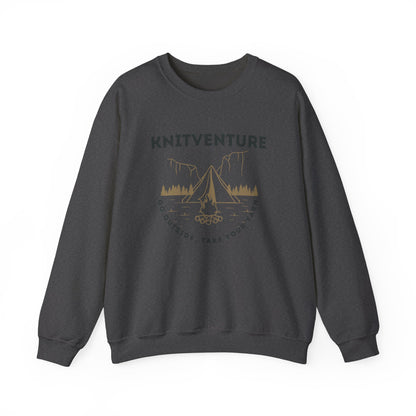 Knitventure Crewneck Sweatshirt – Camping Knitwear ‘Go Outside, Take Your Yarn’