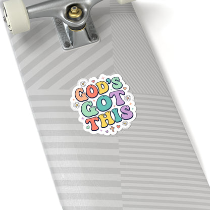 God's Got This Sticker | Colorful Christian Encouragement, Pastel Retro Groovy