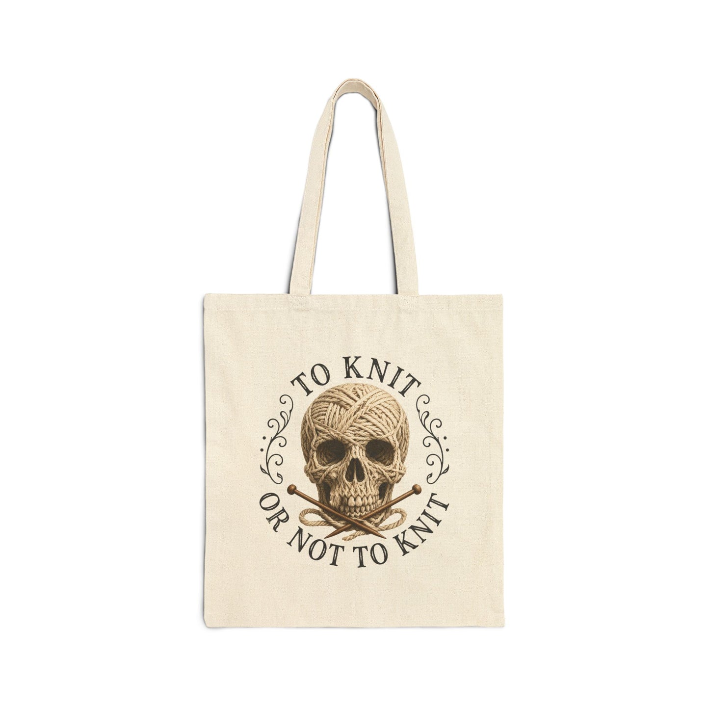 Knitting Skull Tote Bag — To Knit or Not to Knit Canvas Shopper