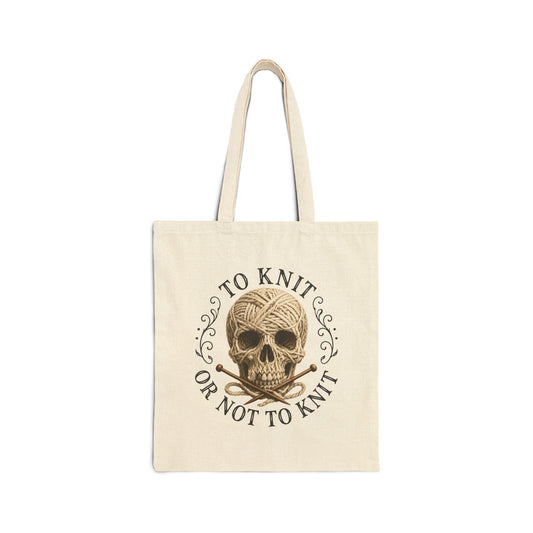 Knitting Skull Tote Bag — To Knit or Not to Knit Canvas Shopper