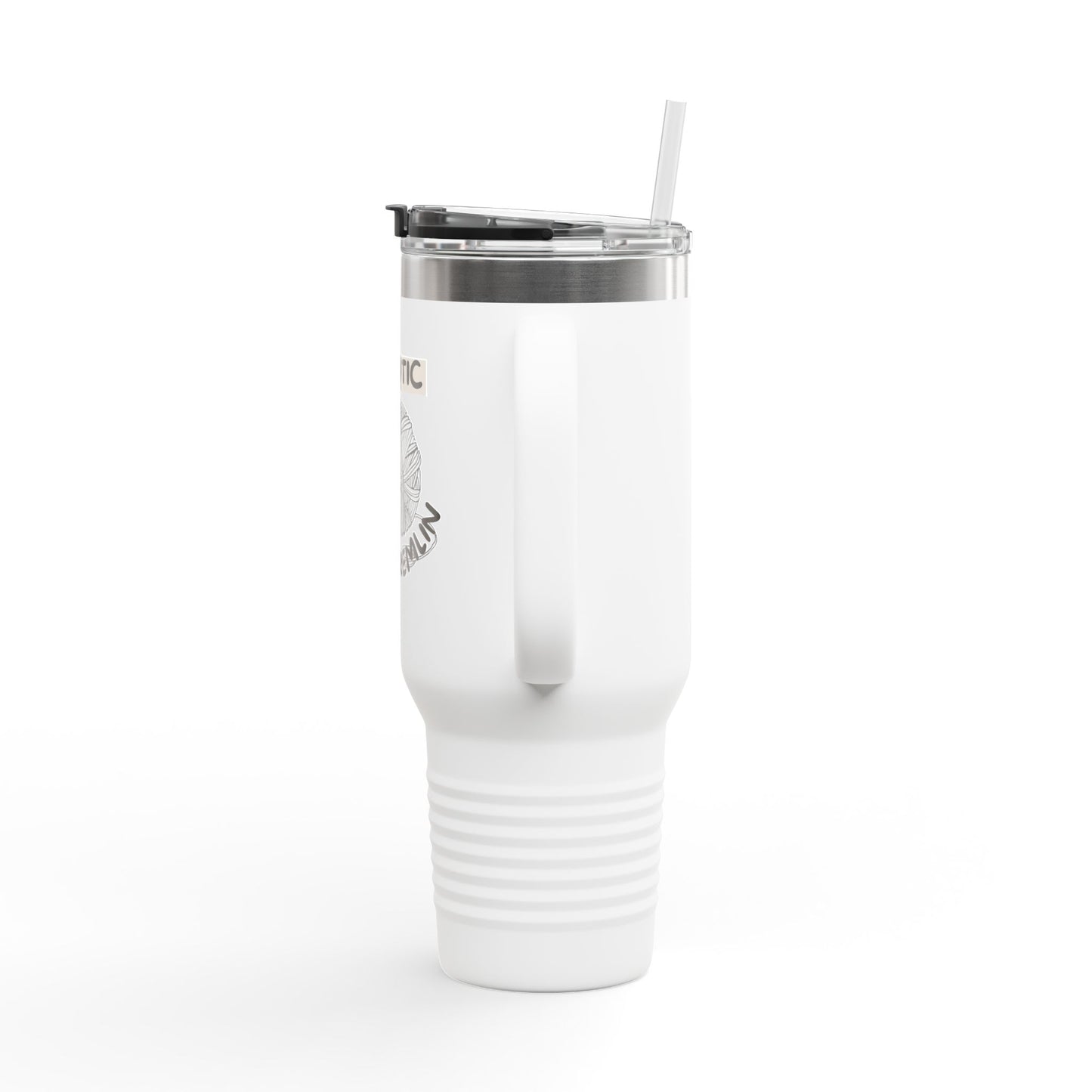 40oz Insulated Travel Mug — "Chaotic Yarn Gremlin" Knitting Lover Tumbler
