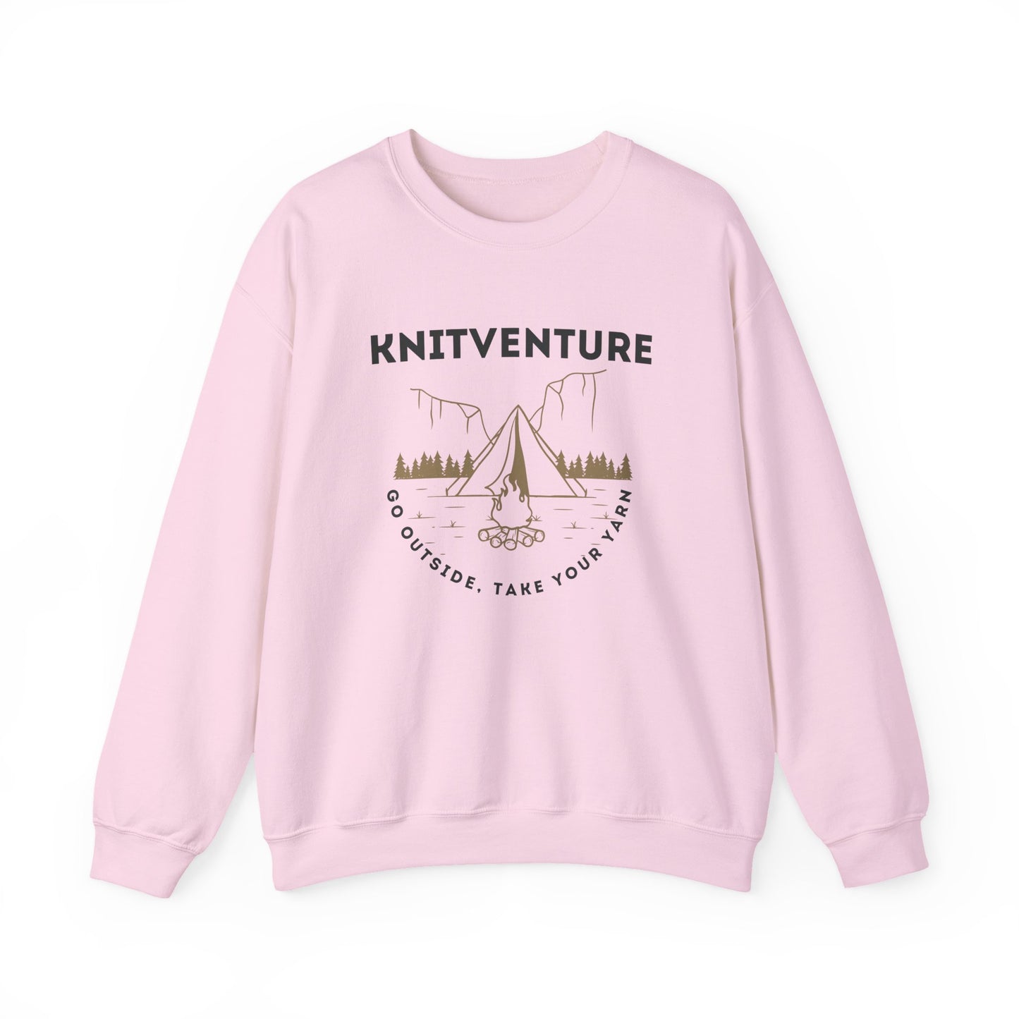 Knitventure Crewneck Sweatshirt – Camping Knitwear ‘Go Outside, Take Your Yarn’