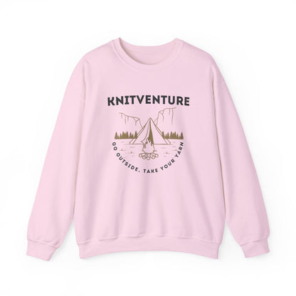 Knitventure Crewneck Sweatshirt – Camping Knitwear ‘Go Outside, Take Your Yarn’