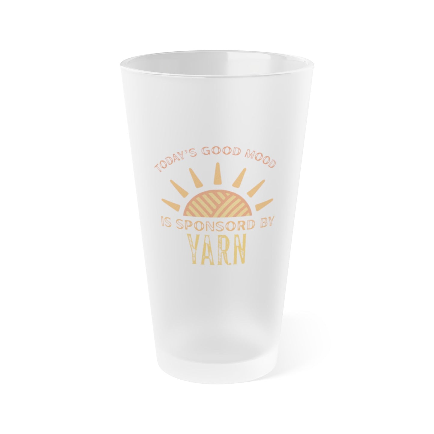 Frosted Pint Glass – 16oz Knitting & Yarn Lover Beer Glass