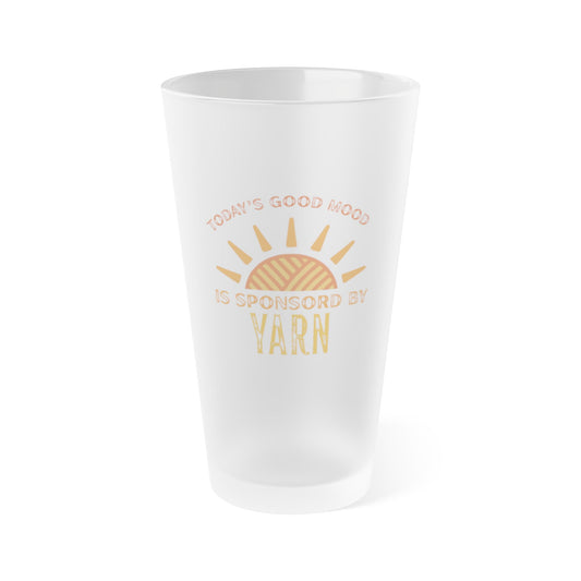 Frosted Pint Glass – 16oz Knitting & Yarn Lover Beer Glass