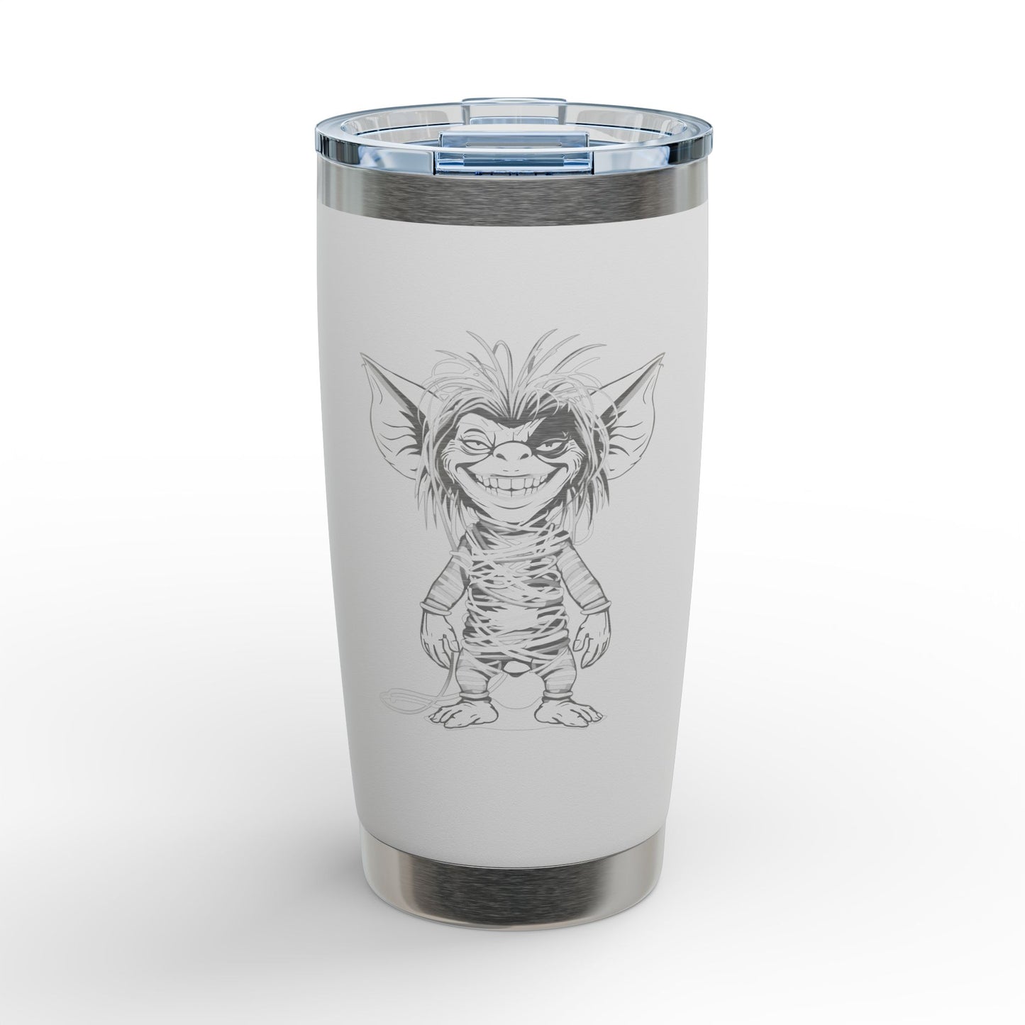 20oz Engraved Tumbler with Whimsical Gremlin Illustration