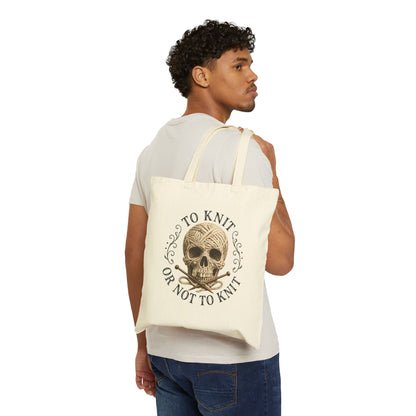 Knitting Skull Tote Bag — To Knit or Not to Knit Canvas Shopper