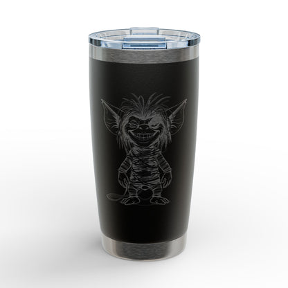 20oz Engraved Tumbler with Whimsical Gremlin Illustration
