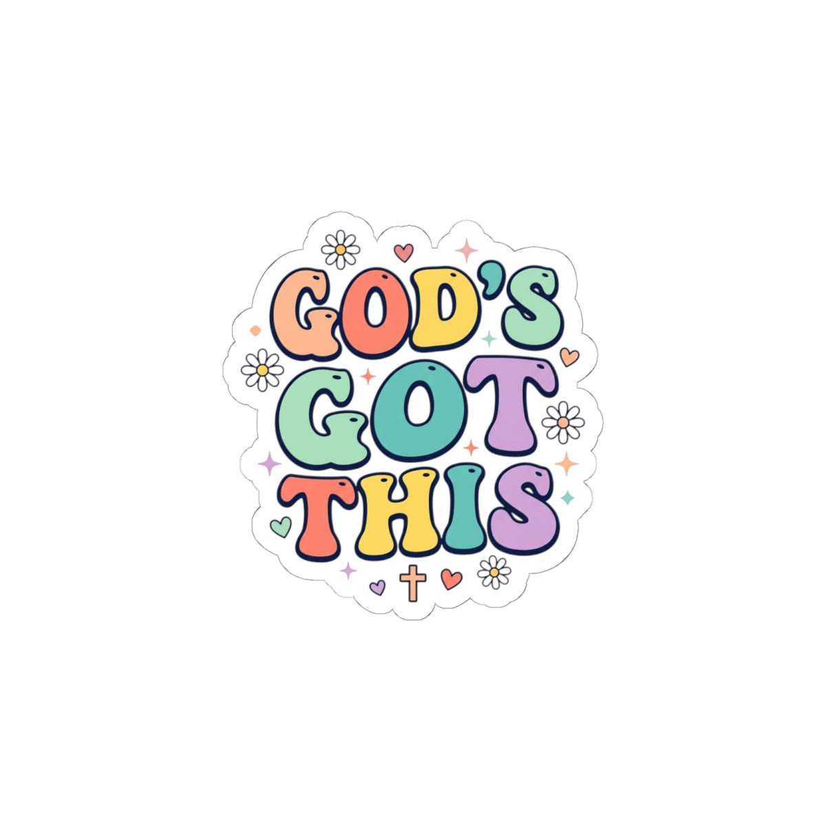 God's Got This Sticker | Colorful Christian Encouragement, Pastel Retro Groovy