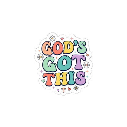 God's Got This Sticker | Colorful Christian Encouragement, Pastel Retro Groovy