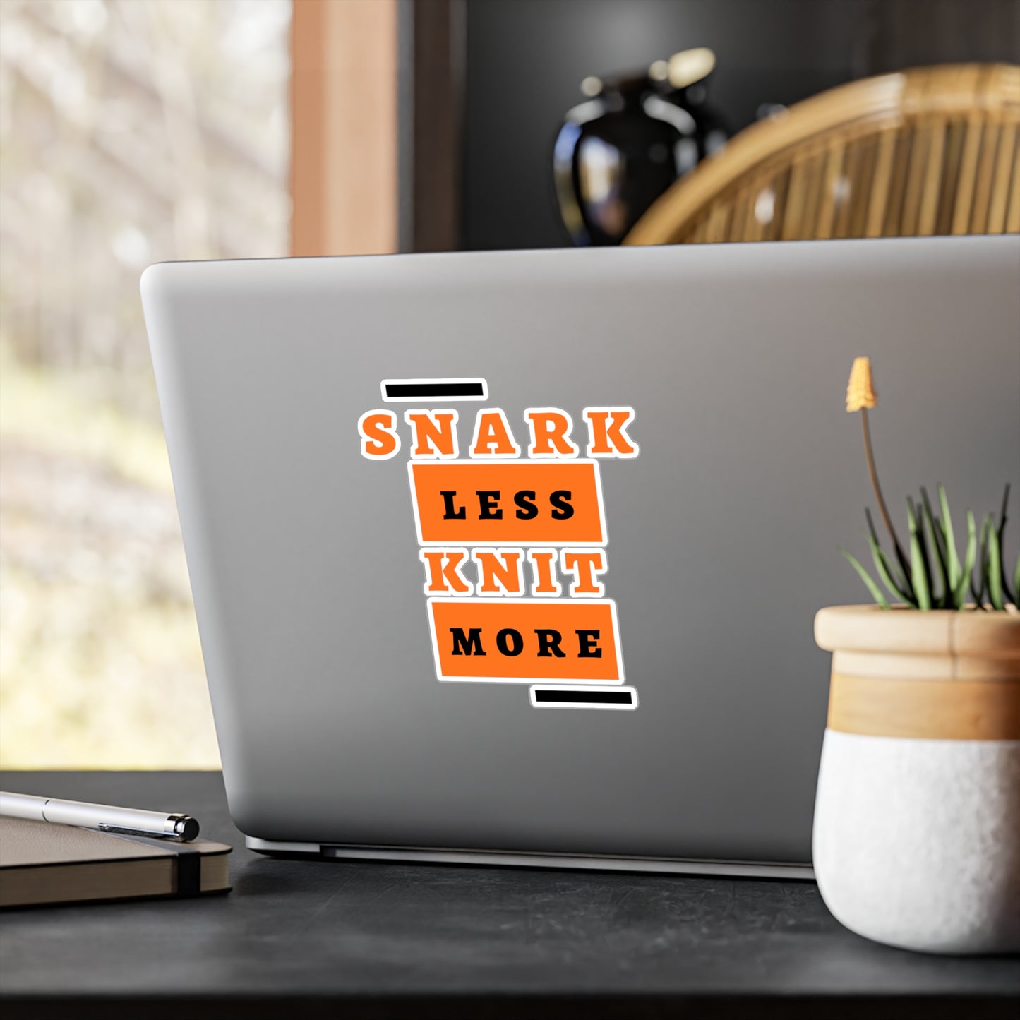 Sticker — "Snark Less, Knit More" Kiss-Cut Vinyl Decal