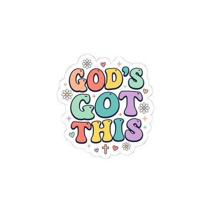 God's Got This Sticker | Colorful Christian Encouragement, Pastel Retro Groovy