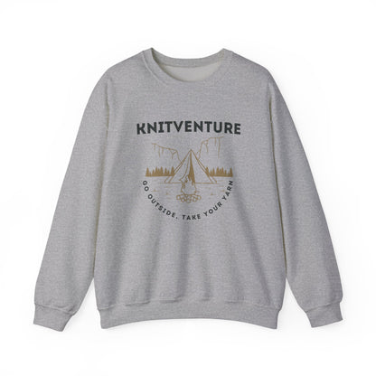 Knitventure Crewneck Sweatshirt – Camping Knitwear ‘Go Outside, Take Your Yarn’