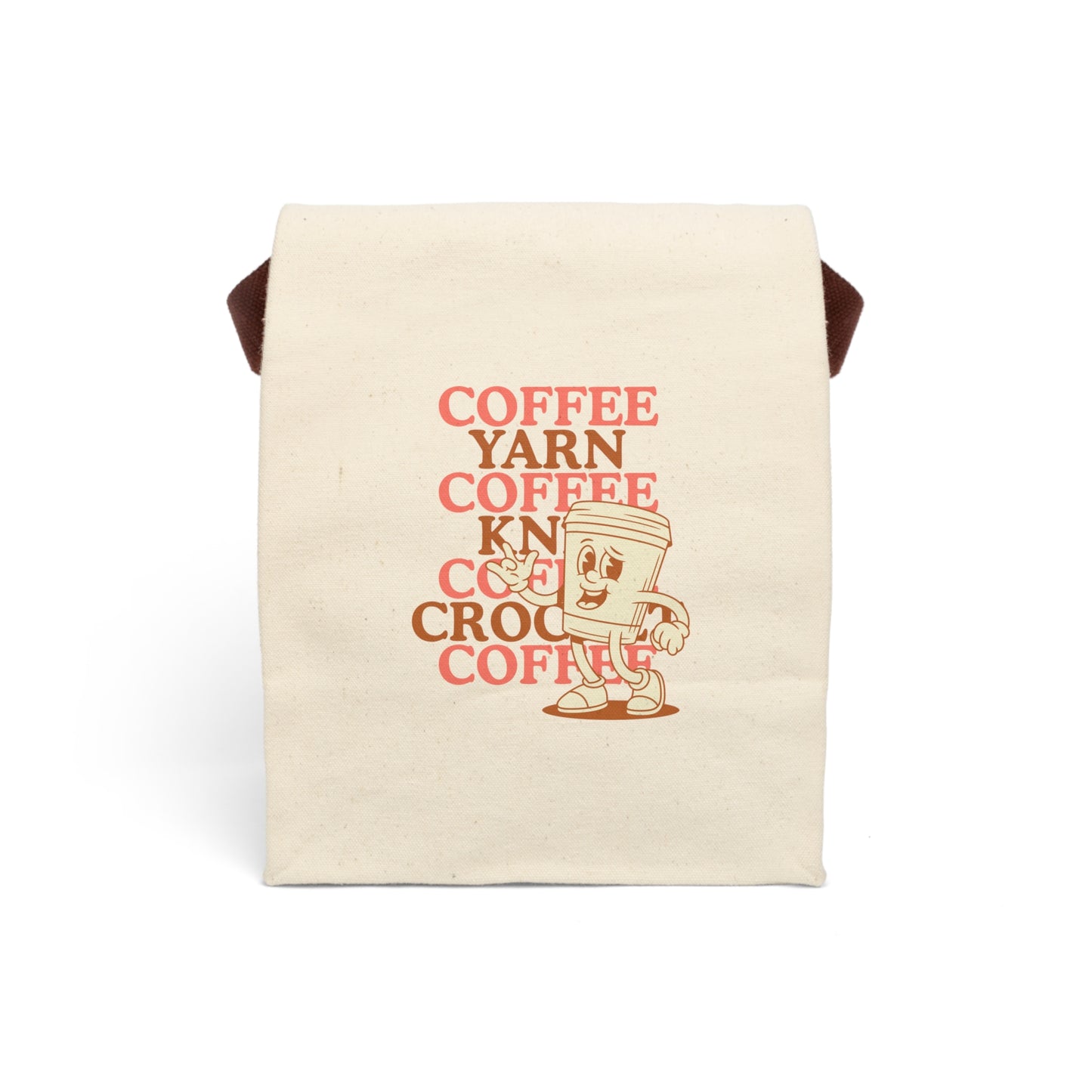 Canvas Lunch Bag — Retro Coffee Cartoon "Coffee Yarn" Design