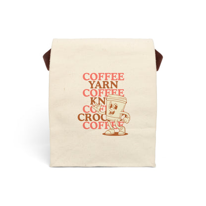 Canvas Lunch Bag — Retro Coffee Cartoon "Coffee Yarn" Design