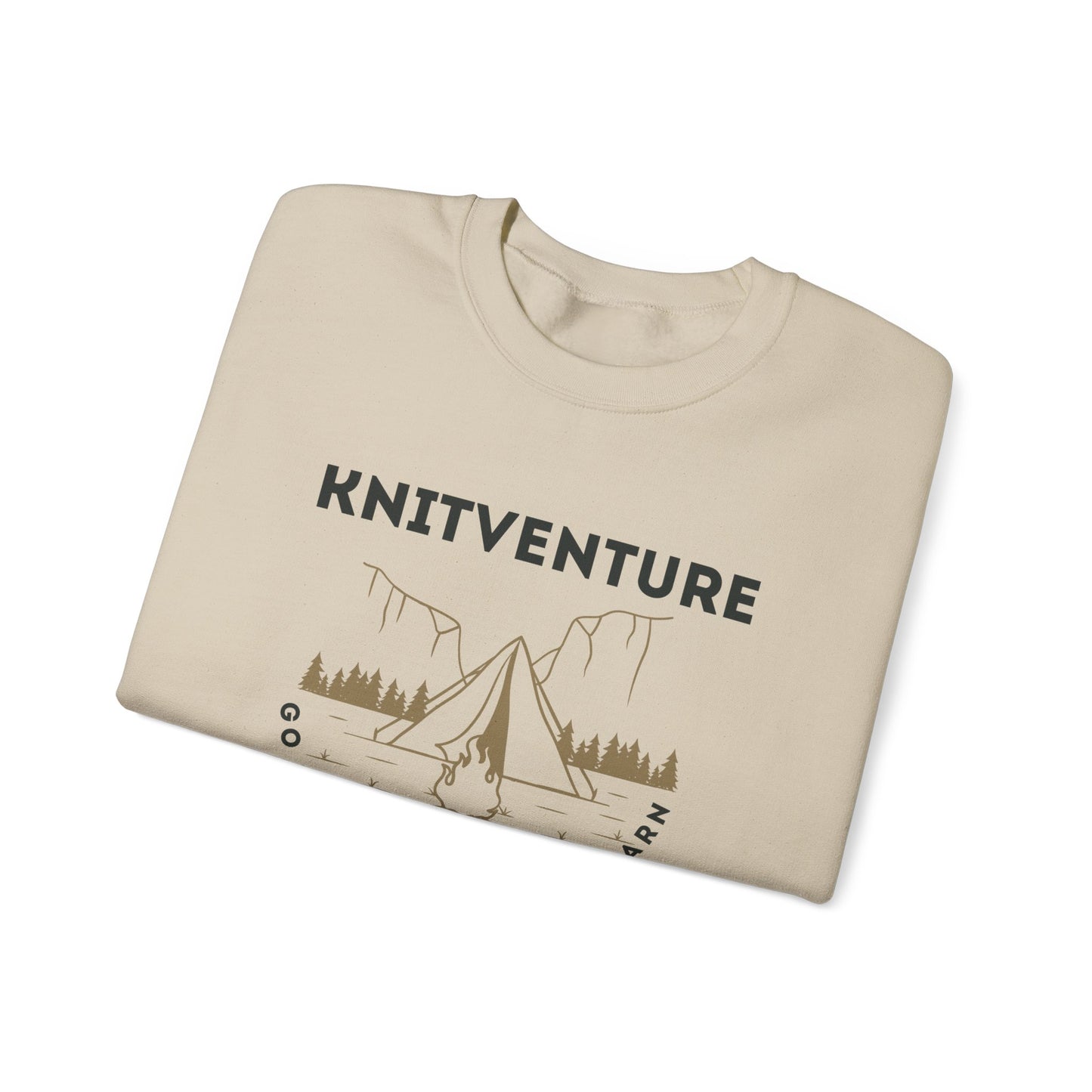 Knitventure Crewneck Sweatshirt – Camping Knitwear ‘Go Outside, Take Your Yarn’
