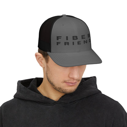 Fiber Friend Cap | Trucker Snapback Hat, Mesh Back Embroidered Text