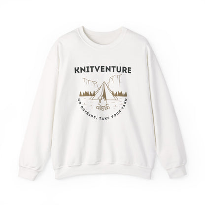 Knitventure Crewneck Sweatshirt – Camping Knitwear ‘Go Outside, Take Your Yarn’