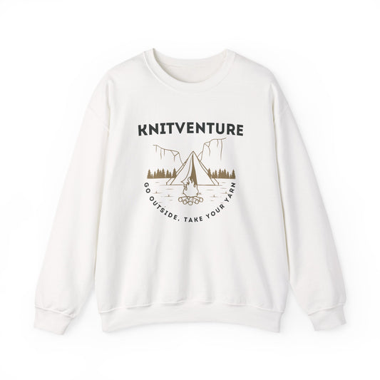 Knitventure Crewneck Sweatshirt – Camping Knitwear ‘Go Outside, Take Your Yarn’