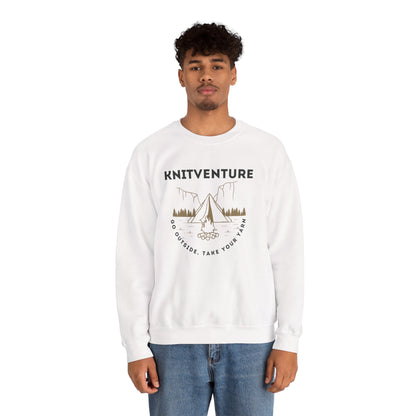 Knitventure Crewneck Sweatshirt – Camping Knitwear ‘Go Outside, Take Your Yarn’