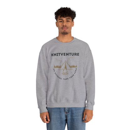 Knitventure Crewneck Sweatshirt – Camping Knitwear ‘Go Outside, Take Your Yarn’