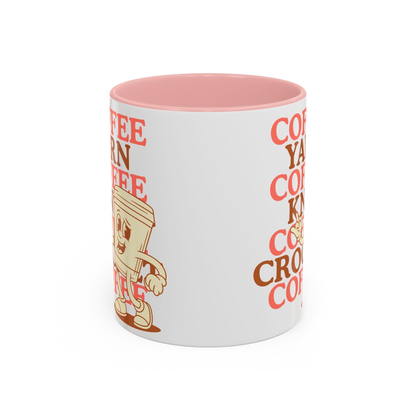 Coffee, Yarn, Knit, Crochet Coffee Mug | Retro Coffee Cup Design