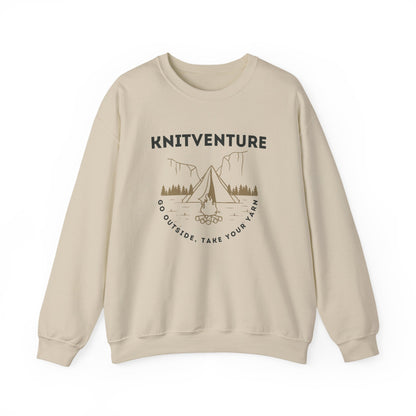 Knitventure Crewneck Sweatshirt – Camping Knitwear ‘Go Outside, Take Your Yarn’