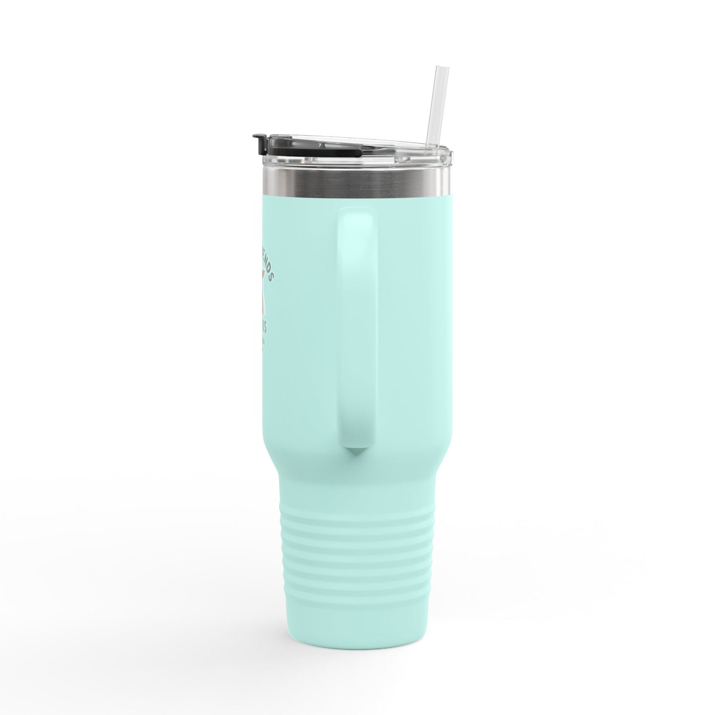 40oz Insulated Travel Mug - 'Fiber Friends Meet Us' Cute Sheep Design