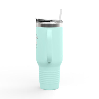 40oz Insulated Travel Mug - 'Fiber Friends Meet Us' Cute Sheep Design
