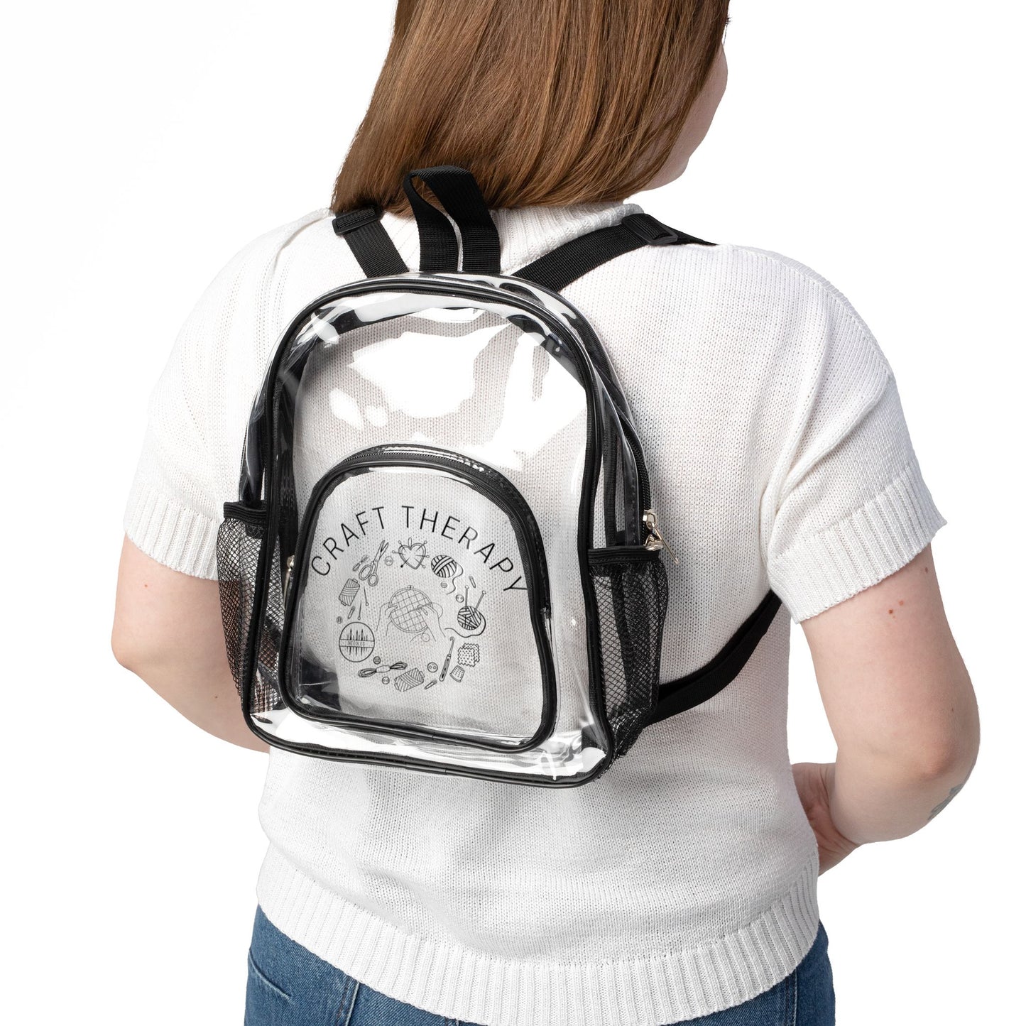 Clear Stadium Backpack | Transparent School Bag, Black Trim