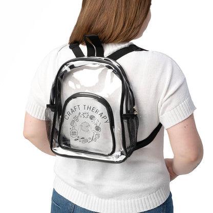 Clear Stadium Backpack | Transparent School Bag, Black Trim