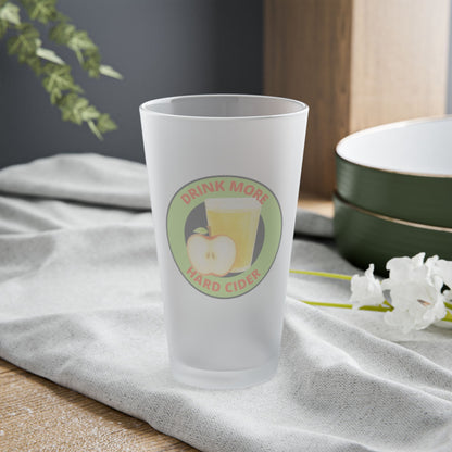 Frosted 16oz Pint Glass – "Drink More Hard Cider" Apple Logo