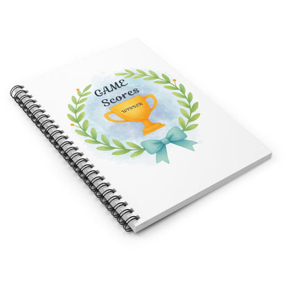 Game Scores Spiral Notebook — Winner Trophy Scorekeeper Journal