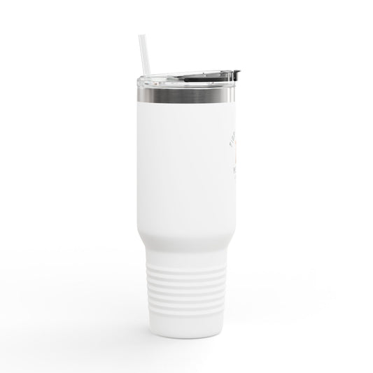 40oz Insulated Travel Mug - 'Fiber Friends Meet Us' Cute Sheep Design
