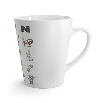 Spinning Fiber Latte Mug — Cozy Shepherding & Wool Icons Coffee Cup
