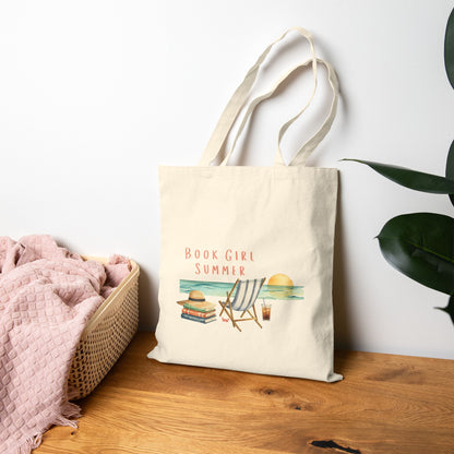 Book Girl Summer Tote Bag — Beach Reading Canvas Tote
